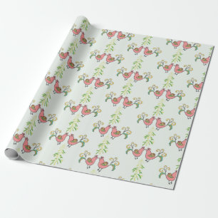 Kissing Partridges with Mistletoe Wrapping Paper