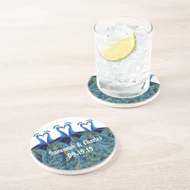Kissing Peacocks Coaster (Side)