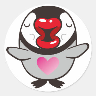 kissing penguin classic round sticker