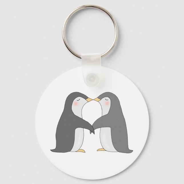 Kissing Penguin Key Chain Cute Penguin Couple Key (Front)