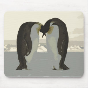 Kissing Penguins Mouse Mat