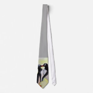 Kissing Penguins Watercolor Tie