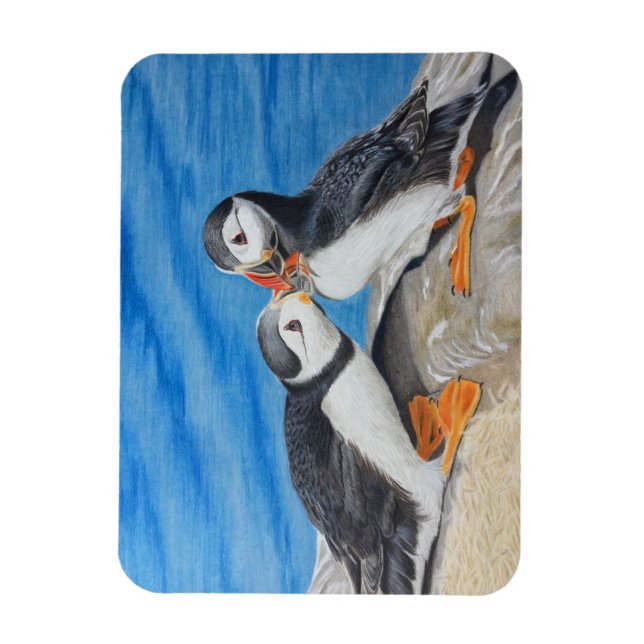 Kissing Puffins Magnet (Vertical)