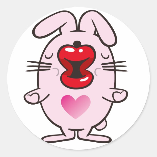 kissing rabbit classic round sticker (Front)