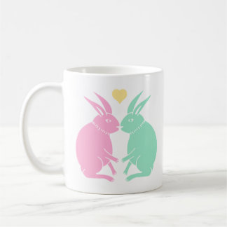 kissing rabbits (colour) coffee mug