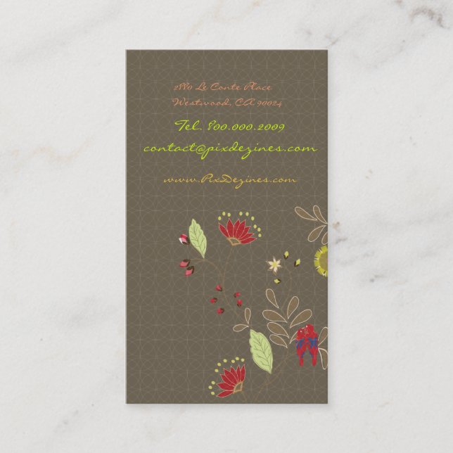 Kissing red Babados Parrots on Ali'i branch Business Card (Front)