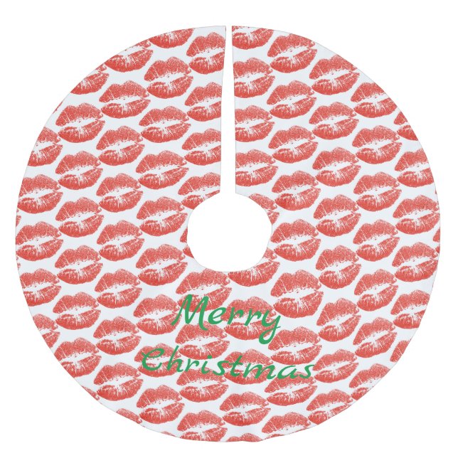 Kissing Red lips Thunder_Cove Brushed Polyester Tree Skirt (Front)