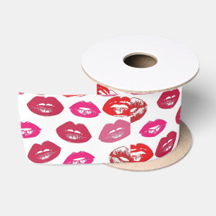 Kissing Red lips Thunder_Cove Satin Ribbon