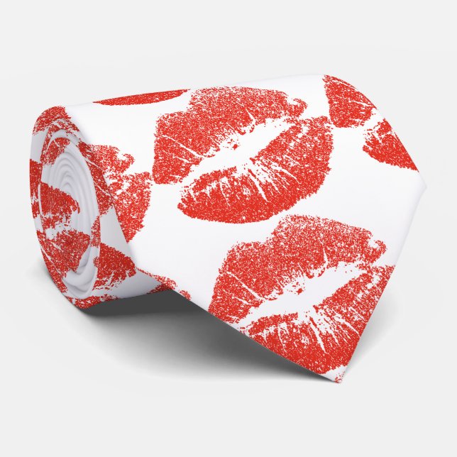 Kissing Red lips Thunder_Cove Tie (Rolled)