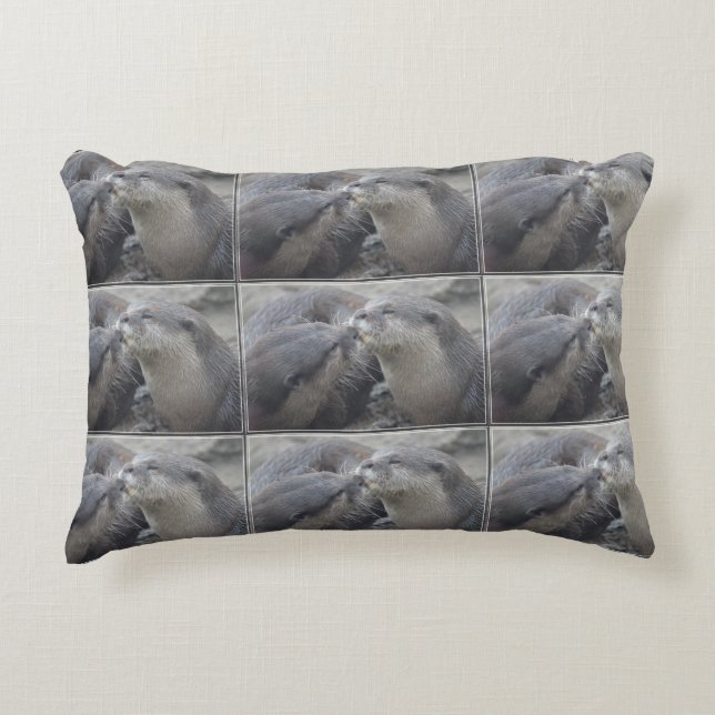 Kissing River Otters Decorative Cushion (Front)