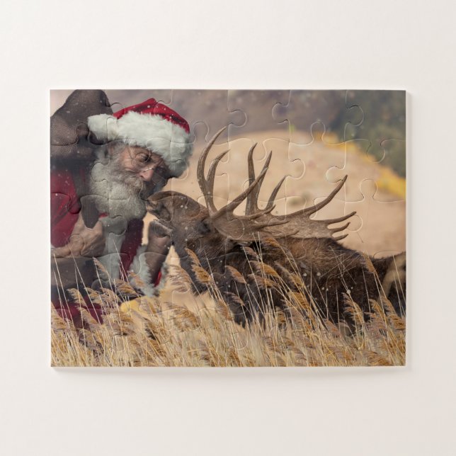 Kissing Santa and Moose Puzzle (Horizontal)