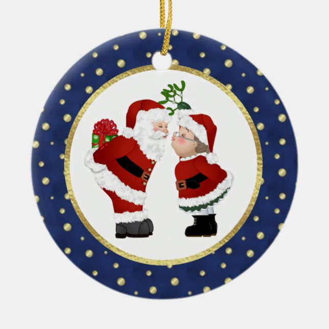 Kissing Santa Ceramic Tree Decoration (Front)