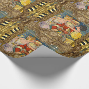 Kissing Santa Vintage Old Fashion Christmas Wrapping Paper
