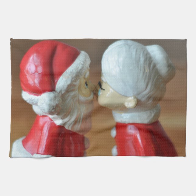 Kissing Santas Tea Towel (Horizontal)