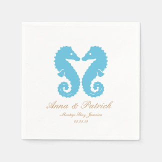 Kissing Seahorses-Destination Beach Wedding Napkin