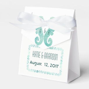 Kissing Seahorses Favour Box in Turquoise