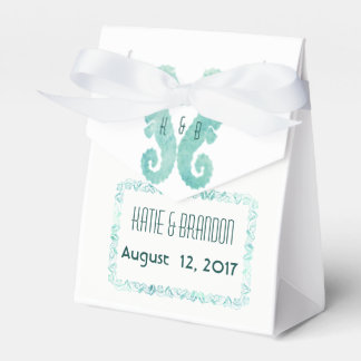 Kissing Seahorses Favour Box in Turquoise