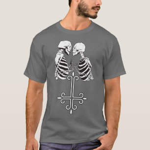 Kissing Skeleton with Peter Cross, Gothic, Satanis T-Shirt