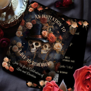 Kissing Skeletons RSVP Gothic Wedding Invitation