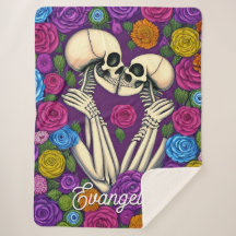 Kissing Skeletons Surrounded by a Floral Forest