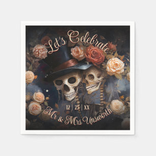 Kissing Skulls Let's Celebrate Wedding Napkins