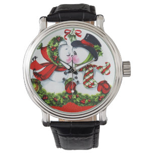 Kissing Snowman Couple Watch