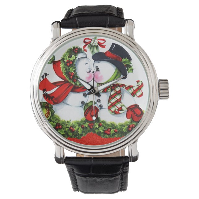 Kissing Snowman Couple Watch (Front)