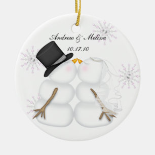 Kissing Snowmen Married Our First Christmas Ceramic Tree Decoration