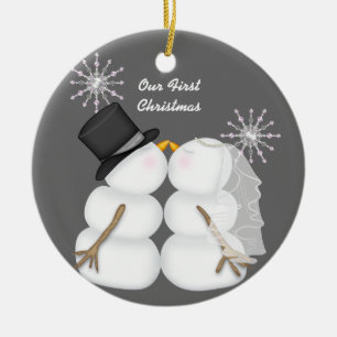 Kissing Snowmen Married Our First Christmas Ceramic Tree Decoration