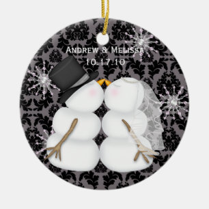 Kissing Snowmen Married Our First Christmas Ceramic Tree Decoration