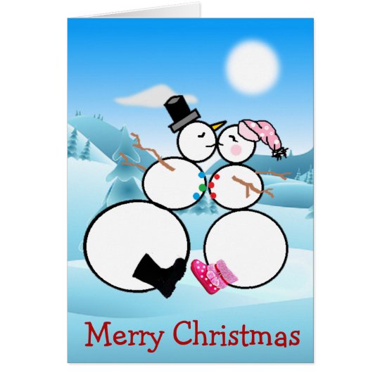 Kissing Snowmen Merry Christmas Card