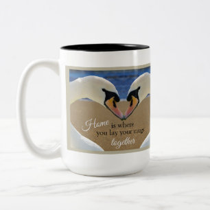 Kissing Swans Two-Tone Coffee Mug