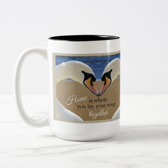 Kissing Swans Two-Tone Coffee Mug (Left)