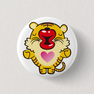 kissing tiger 3 cm round badge