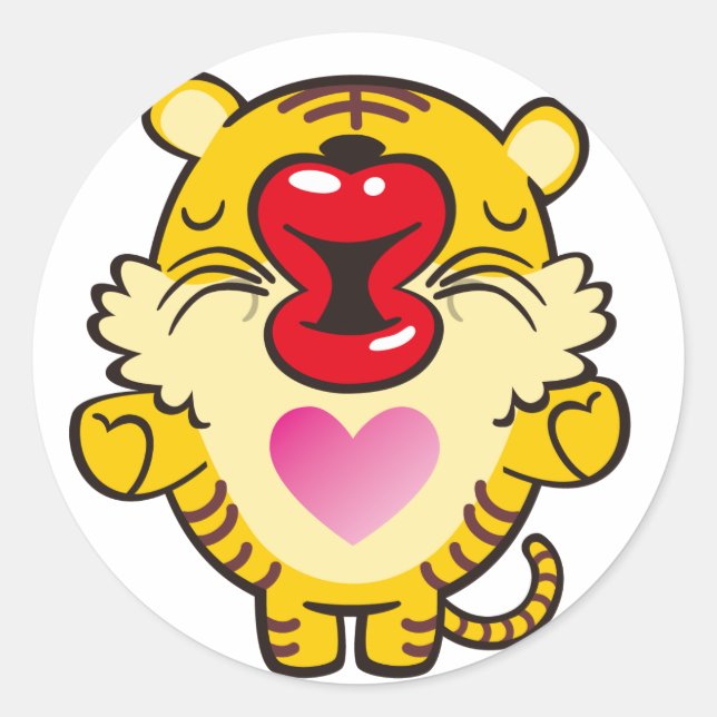 kissing tiger classic round sticker (Front)