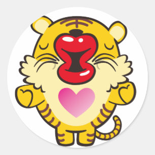 kissing tiger classic round sticker