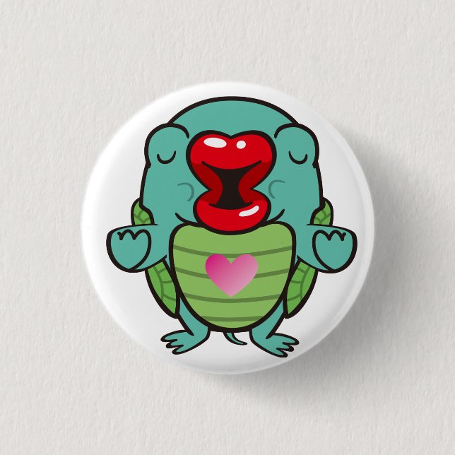 kissing tortoise 3 cm round badge (Front)