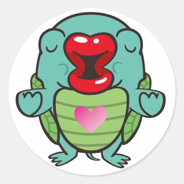 kissing tortoise classic round sticker (Front)