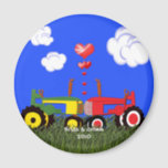 Kissing Tractors under Hearts Magnet<br><div class="desc">Kissing Tractors under Hearts</div>