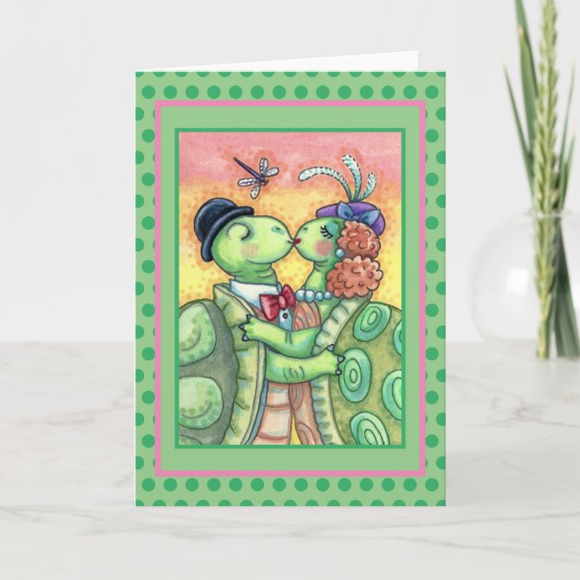 KISSING TURTLE SWEETHEARTS, CUTE TARPON VALENTINE HOLIDAY CARD (Front)