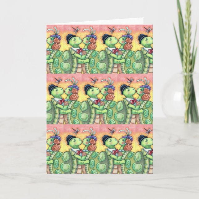 KISSING TURTLE SWEETHEARTS, CUTE TARPON VALENTINE HOLIDAY CARD (Front)