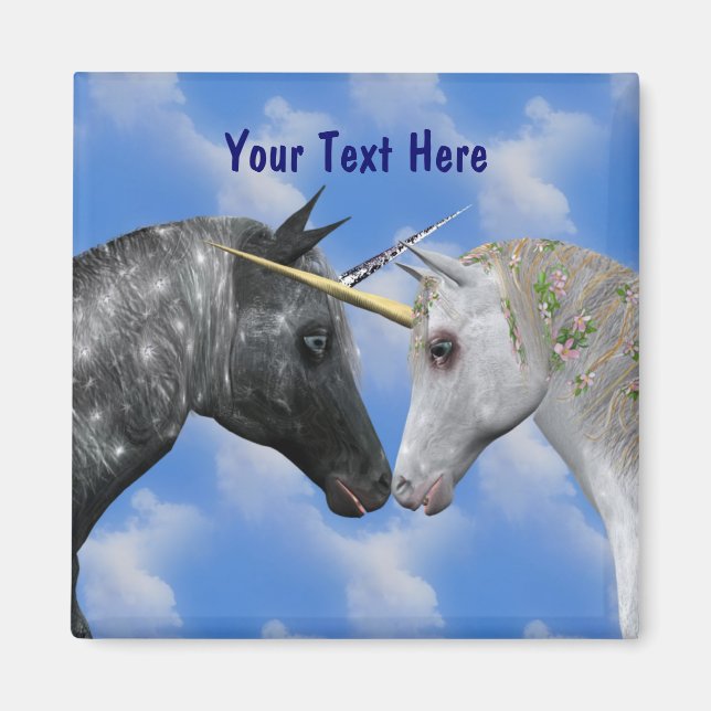 Kissing Unicorns Fantasy Magnet (Front)