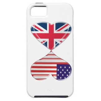 Kissing USA and UK Hearts Flags Art Case For The iPhone 5