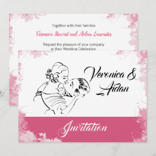 Kissing Vintage Couple Wedding Invitation