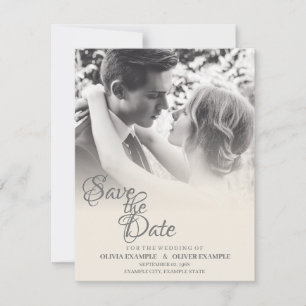 Kissing wedding couple in monochrome holiday card