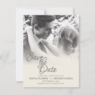 Kissing wedding couple in monochrome invitation
