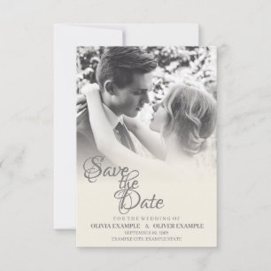 Kissing Wedding Couple in Monochrome Invitation