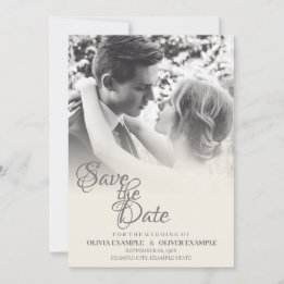 Kissing Wedding Couple in Monochrome Invitation
