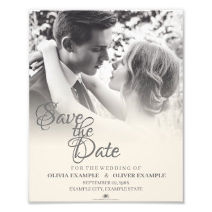 Kissing wedding couple in monochrome photo print