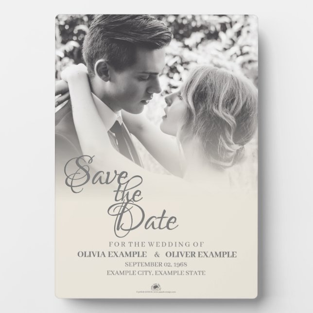 Kissing wedding couple in monochrome plaque (Front)